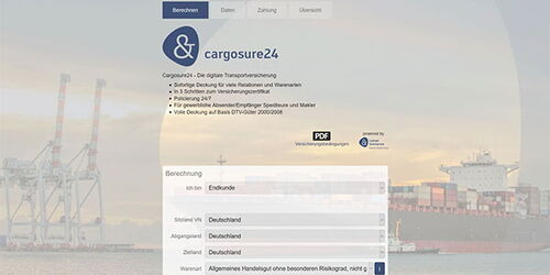 Bild der Homepage von cargosure24
